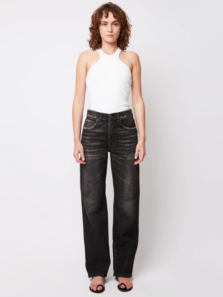 R13 "Alice" Straight Leg Jean In Black, Size 29